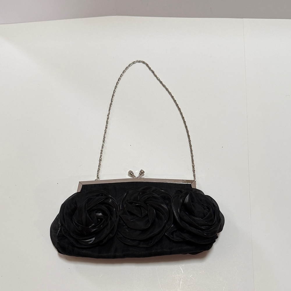 Elegant Black Clutch with Floral Design
